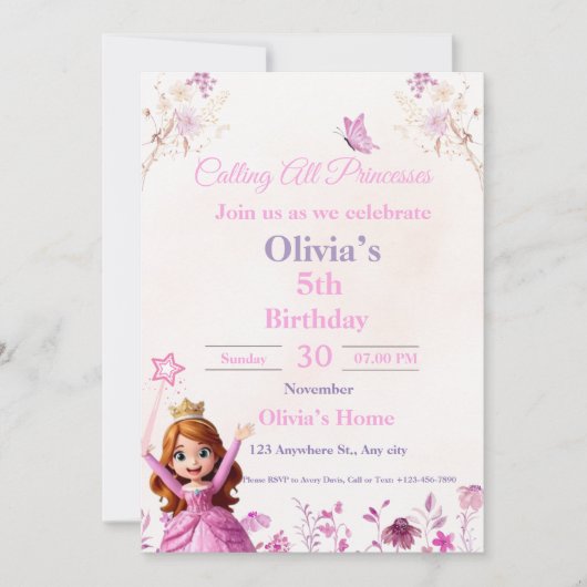 Magical Disney Princess Birthday Card for Girls Feestdagenkaart (Voorkant)