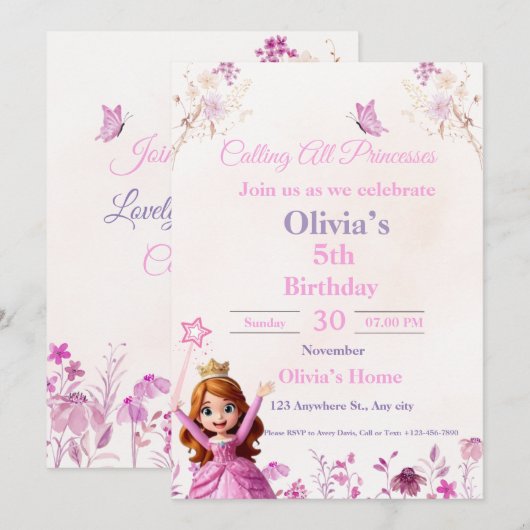Magical Disney Princess Birthday Card for Girls Feestdagenkaart (Voorkant / Achterkant)