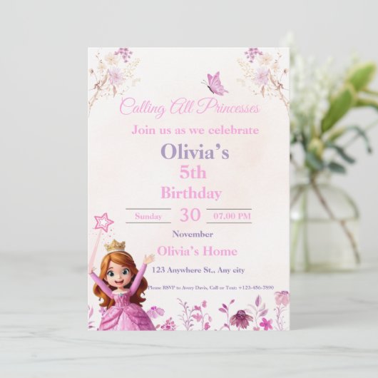 Magical Disney Princess Birthday Card for Girls Feestdagenkaart (Staand voorkant)