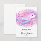Magical Dolphin Baby shower Bedankkaart (Voorkant / Achterkant)