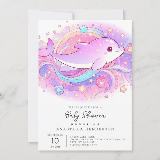Magical Dolphin Baby shower Kaart (Voorkant)