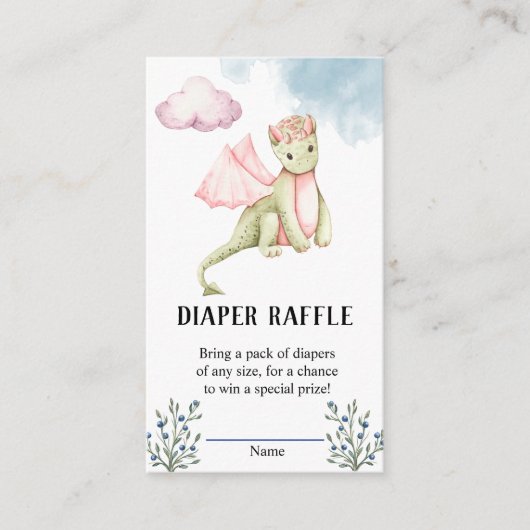 Magical Dragon Baby shower Diaper Raffle Informatiekaartje (Voorkant)