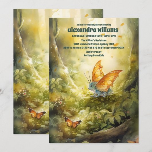 Magical Dragon Baby shower Kaart (Voorkant / Achterkant)