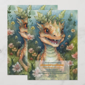 Magical Dragon Baby shower Kaart (Voorkant / Achterkant)