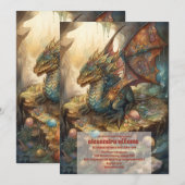 Magical Dragon Baby shower Kaart (Voorkant / Achterkant)