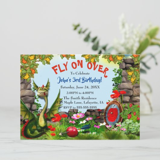 Magical Dragon Fantasy Verjaardagsfeestje Kaart (Staand voorkant)