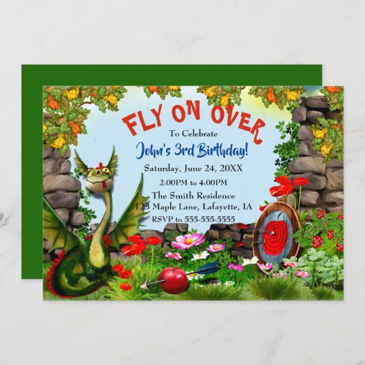 Magical Dragon Fantasy Verjaardagsfeestje Kaart (Voorkant / Achterkant)