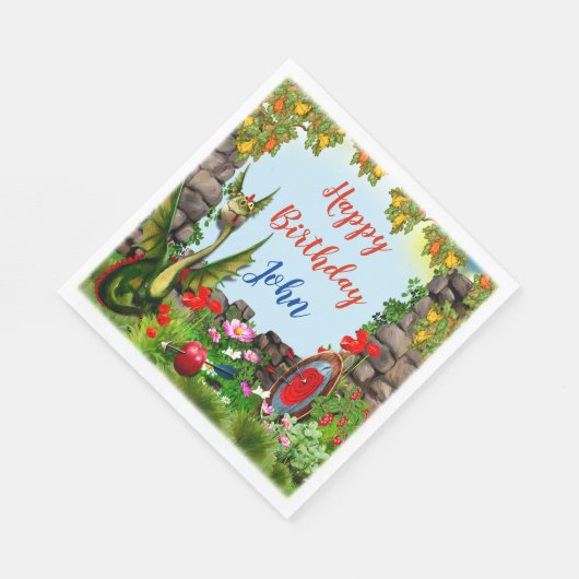 Magical Dragon Fantasy Verjaardagsfeestje Servet (Hoek)