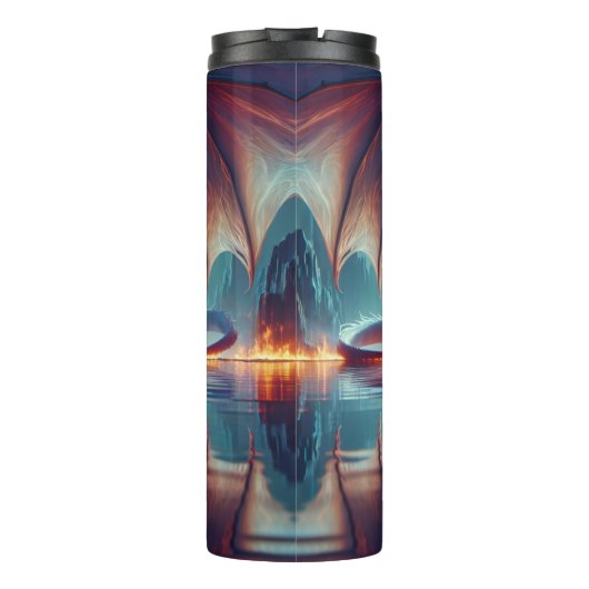 Magical Dragon Reflection AI Art Thermosbeker (Achterkant)