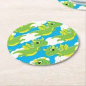 Magical Dragon Schattige 1e verjaardagsfeestje Ond Ronde Kartonnen Onderzetter (Gebogen)