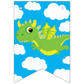 Magical Dragon Schattige Happy Birthday Bunting Ba Vlaggetjes (Eerste vlag)