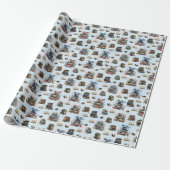 Magical Dragons & Books on Light Blue Cadeaupapier (Uitgerold)