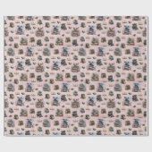 Magical Dragons & Books on Light Gray-Pink Cadeaupapier (Vlak)