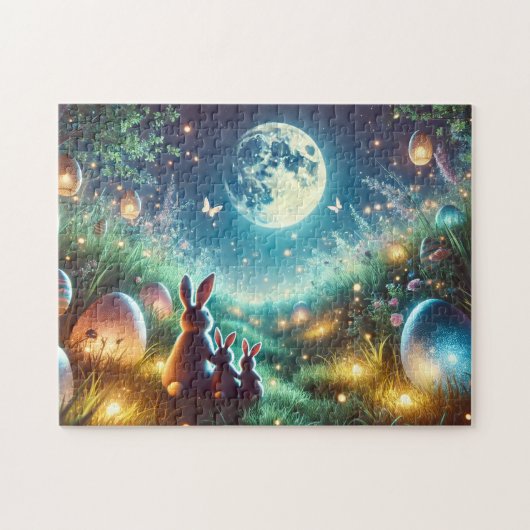 Magical Easter Night Glowing Eggs & Bunnies Legpuzzel (Horizontaal)