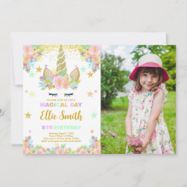 MAGICAL Eenhoorn Verjaardag Foto uitnodiging