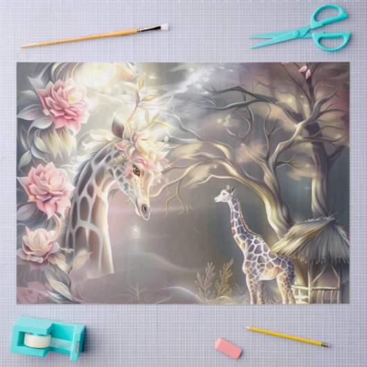 Magical Elegant  Floral Giraffe Decoupage  Tissuepapier (Craft)