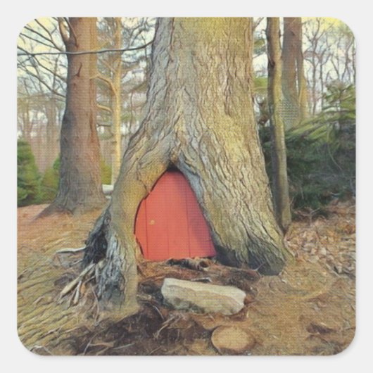 Magical Elf House Vierkante Sticker (Voorkant)