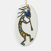 Magical emoji-art Kokopelli en vraagvoetafdruk Keramisch Ornament (Rechts)