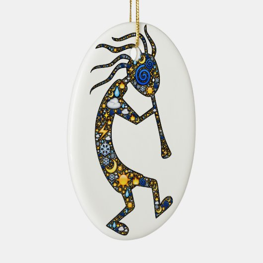 Magical emoji-art Kokopelli en vraagvoetafdruk Keramisch Ornament (Rechts)
