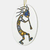 Magical emoji-art Kokopelli en vraagvoetafdruk Keramisch Ornament (Links)