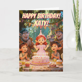 Magical Enchanted Forest Trolls Birthday Party Kaart