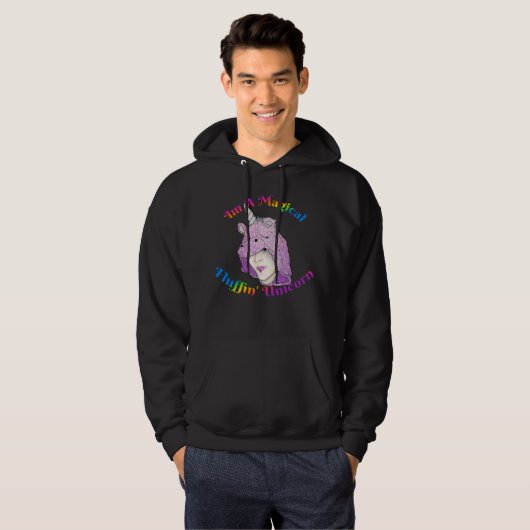 Magical F Unicorn Mannen Basic Hooded Sweatshirt (Voorkant volledig)