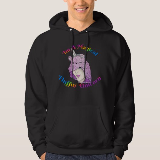 Magical F Unicorn Mannen Basic Hooded Sweatshirt (Voorkant)