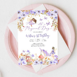 Magical Fairy 1st Birthday Invitation Kaart