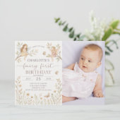 Magical Fairy 1st Birthday Invitation met foto Kaart (Staand voorkant)