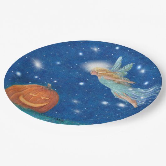 Magical Fairy and Jack O'Lantern Halloween party Papieren Bordje (Gekanteld)