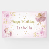 Magical Fairy and Unicorn Girls Birthday Spandoek (Horizontaal)