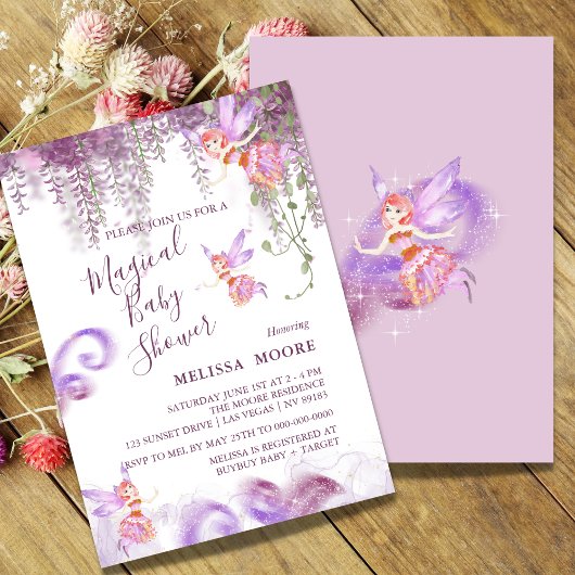 Magical Fairy Baby shower Invitation Kaart