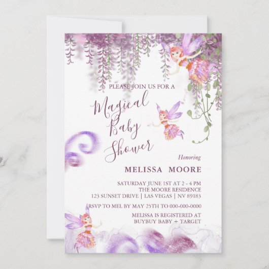 Magical Fairy Baby shower Invitation Kaart (Voorkant)