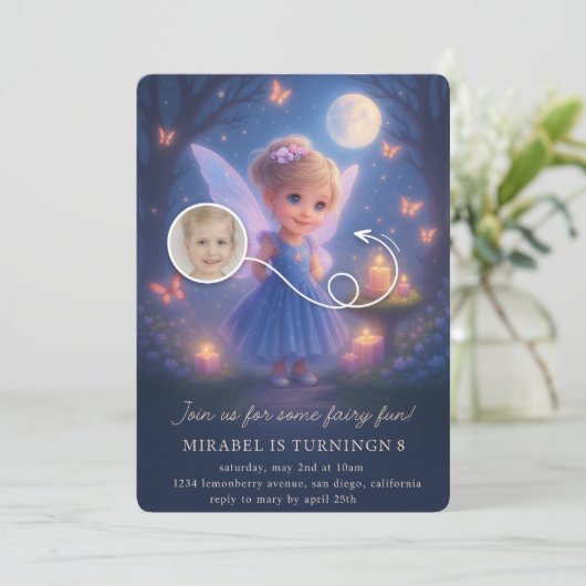 Magical Fairy Birthday Invitation Kaart (Staand voorkant)