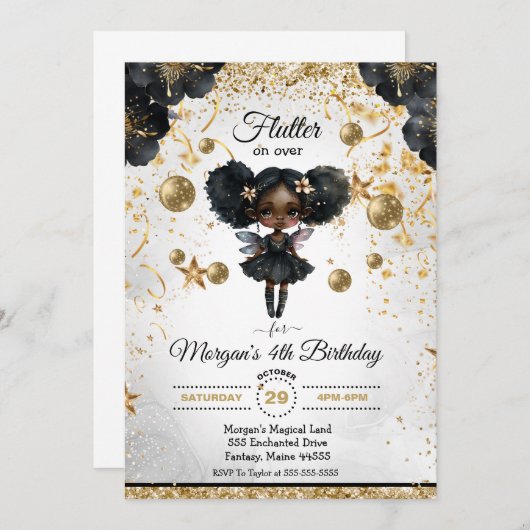 Magical Fairy Birthday Invitation Kaart (Voorkant / Achterkant)