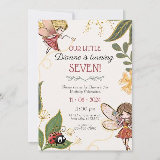 Magical Fairy Birthday Invitation Kaart (Voorkant)