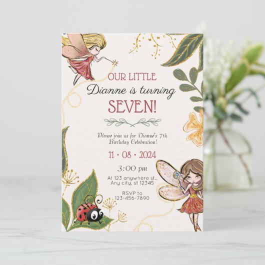 Magical Fairy Birthday Invitation Kaart (Staand voorkant)