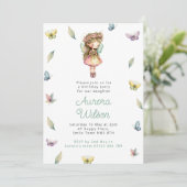 Magical Fairy & Butterflies Girls Birthday Party Kaart (Staand voorkant)