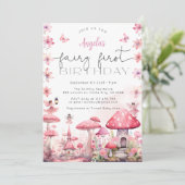 Magical Fairy First Birthday Party Uitnodiging (Staand voorkant)