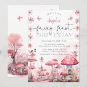 Magical Fairy First Birthday Party Uitnodiging (Voorkant / Achterkant)