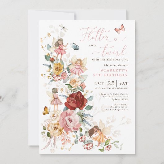 Magical Fairy Floral Garden Pixie Girls Birthday I Kaart (Voorkant)