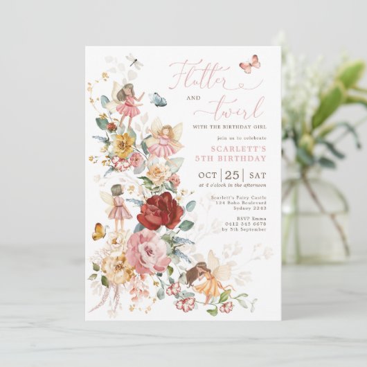 Magical Fairy Floral Garden Pixie Girls Birthday I Kaart (Staand voorkant)