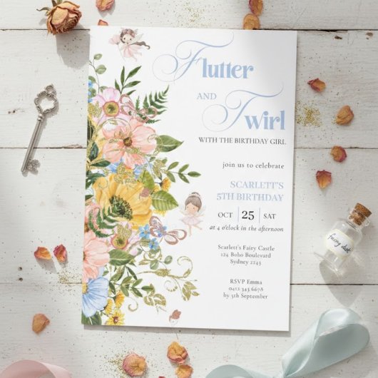 Magical Fairy Floral Garden Pixie Girls Birthday Kaart