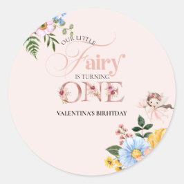 Magical Fairy Floral Garden Pixie Girls Birthday  Ronde Sticker