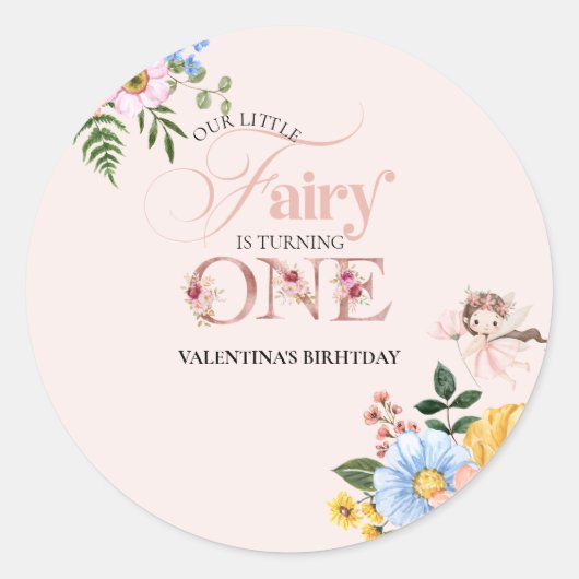 Magical Fairy Floral Garden Pixie Girls Birthday  Ronde Sticker (Voorkant)