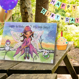Magical Fairy for Little Girl Hand-drawn Birthday  Feestdagen Kaart