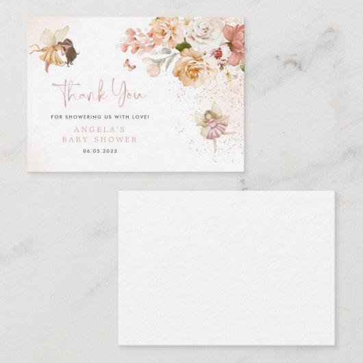 Magical Fairy Garden Baby shower dank u kaart Notitiekaartje (Voorkant / Achterkant)