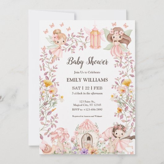 Magical Fairy Garden Baby Shower Invitatio Kaart (Voorkant)