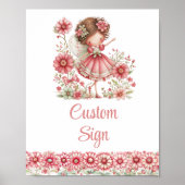 Magical Fairy Girl Blush Floral Birthday Custom   Poster (Voorkant)