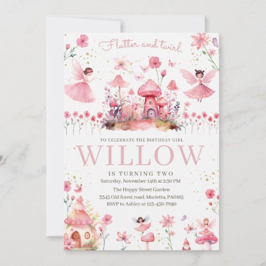 Magical Fairy Invitation for Birthday Tea Party  Kaart (Voorkant)